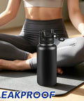 Bulk 8 Pack 32 Oz Double Wall Vacuum Insulated Stainless Steel Water Bottle With Leak Proof Flip Lid And Tote Handle, Keeps Your Sip Ice Cold Through The Daily Grind, Boss Level Hydration Essential For Gym Commute And City Life on yoga mat.