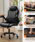 Ergonomic Office Desk Chair With Padded Flip Up Arms Adjustable Lumbar Support PU Leather Executive Chair in room setting