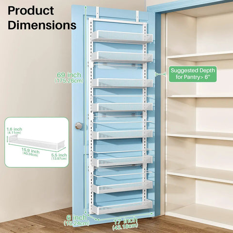 8 Tier Over The Door Organizer With Grip Tight Adjustable Hook And Flexi Baskets Huge White Closet Rack That Hooks Up Quick And Keeps Your Stash Neat Without Any Headaches Or Hassle