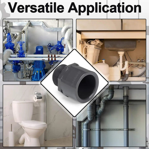4 Pack 4 Inch PVC Pipe Fitting Male Adapter Schedule 80 Socket To NPT Connector For Water Irrigation And Plumbing Heavy Duty Industrial Grade Corrosion Resistant Built To Handle High Pressure And High Flow Leak Free in gray, shown for plumbing use