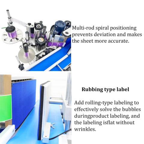 Fast Track Automatic Desktop Conveyor Round Bottle Labeler Plug And Play 110V High Speed 200 Per Minute showing multi-rod positioning.