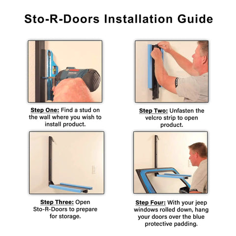 Jeep Door Wall Mount Storage Rack That Holds Up To 150 Lbs Fold Flat When Not In Use Ready To Install Includes Self Tapping Screws Heavy Duty Hanger For Jeep Doors And All Your Hanging Gear Black installation guide