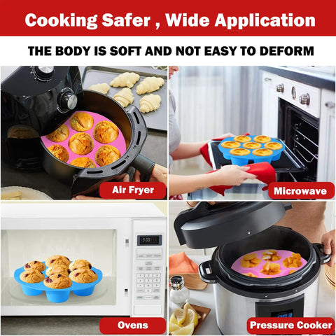 Two Pack 8.3 Inch Silicone Muffin Pan For 3Qt To 5Qt Air Fryers, Reusable Nonstick Cupcake Tray Baking Mold in air fryer, microwave, oven, pressure cooker