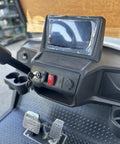 Close-up of HD LED display and controls in Heavy Duty Four Seater Electric Golf Cart With Premium Luxury Seats And Badass Off Road Tires.