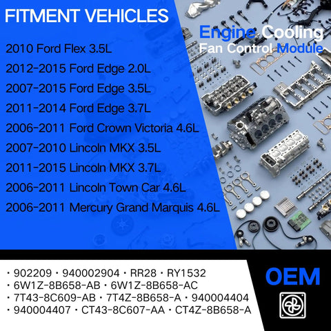 Engine Cooling Fan Control Module For Ford Flex 3.5L Edge 2.0L 3.5L 3.7L Crown Victoria 4.6L Lincoln MKX components layout