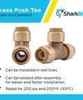 Half Inch Push To Connect Brass Tee Plumbing Fitting Pack Of 12 For PEX Copper CPVC PE RT HDPE All In One Quick Connect Joint