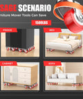 Heavy Duty Five Wheel Furniture Dollies Rocking 1500 Pound Capacity Industrial Carbon Steel Base under fridge, bed, cabinet, and sofa.