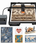20W A20 Pro V2 Laser Engraver with Auto Air Assist engraving intricate wood design with high precision, suitable for DIY projects