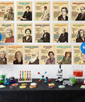 16 Piece Famous Scientists Posters Classroom Set With Retro Science Quotes Inspiring Bulletin Board Decor For Middle And High School Library Hallway Wall Art For STEM Classrooms And Study Corners displayed in a classroom setting with science equipment