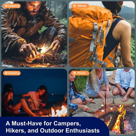Survival Fire Starter Kit With 4 Inch Ferro Rod For Hiking And Camping used in various outdoor scenarios.
