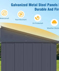 4x6 Ft Metal Outdoor Lean To Storage Shed With Lockable Door Built Tough For Backyard And Patio Weatherproof Garden Tool Shed Kit Durable Gray Lean To Utility Shed for Lawn and Garage Organization with galvanized panels.