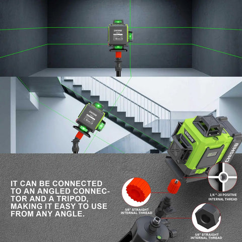 Green Laser Level Kit With 16 Lines 4X360 Degree 4D Self Leveling Cross Line Laser Rotary Base And Accessories for installation