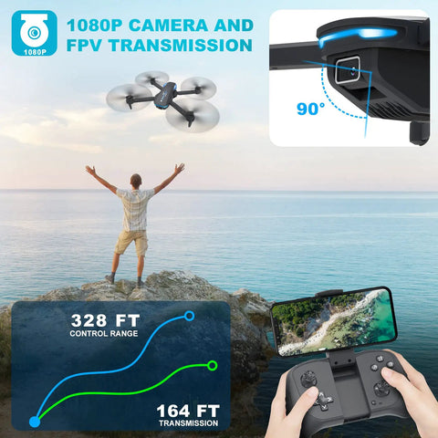 Foldable 1080P Camera With Remote Control Gesture Selfie Voice Control Altitude Hold One Key Start 3D Flips Quadcopter demo