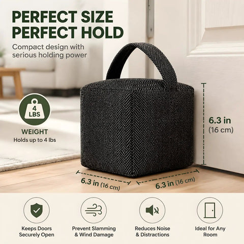 Heavy Duty Weighted Door Stopper With 4.4 Lb Internal Weight Keeps Interior Doors Stable Against Drafts Slams And Bumps