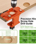 Heavy Duty Metal Concealed Hinge Jig For Cabinet Doors With Integrated 35mm Carbide Drill Bit aligned on wood with drill.