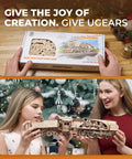 Steam Train 3D Wooden Puzzle Kit With Tender for Adults, Intricate Wooden Model Train Build, Dope Brain Teaser Engine Kit, Vintage Steam Engine Craft, Realistic Details, Challenging Yet Rewarding Project, wooden train kit box and assembled model