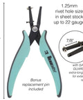 Metal Hole Punch Pliers With Gauge Guard For Soft Metals Up To 22 Gauge And 1.25mm Hole Size with bonus pin included