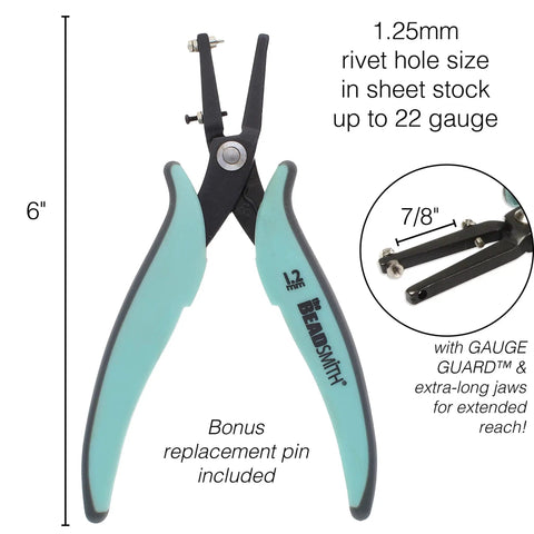 Metal Hole Punch Pliers With Gauge Guard For Soft Metals Up To 22 Gauge And 1.25mm Hole Size with bonus pin included
