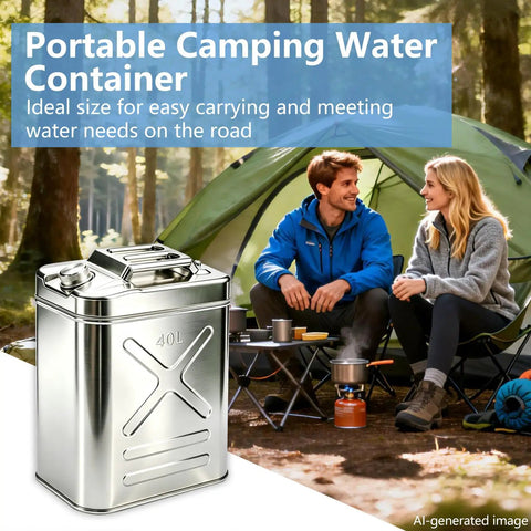Ten Point Five Gallon Stainless Steel Water Jug For Camping And Overlanding With Point Eight Millimeter Wall Thickness Rugged