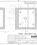 Technical drawing of Heavy Duty Roto Lock Kit With Concealed Panel Fastening Draw Latch Coffin Lock for panel preparation.