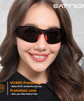 Woman wearing Tinted Safety Glasses 24 Pack Bulk For Men And Women Eye Protection With UV Shield ANSI Z87.1 Scratch Resistant Eyewear