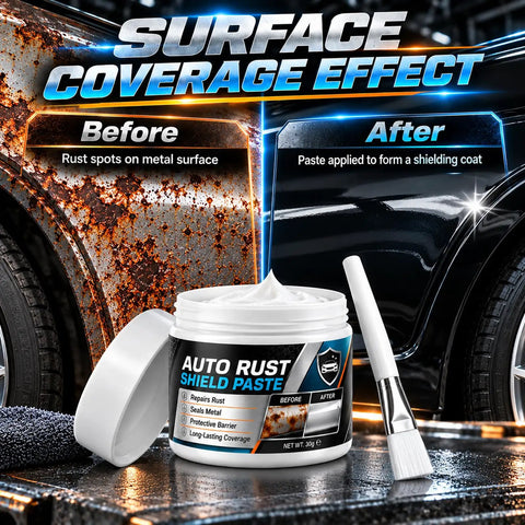 Hit The Garage And Fix That Rust Real Quick With Car Metal Rust Repair Paste And Brush 3 Pack Stops Corrosion Dead and shows before and after rust repair on car.