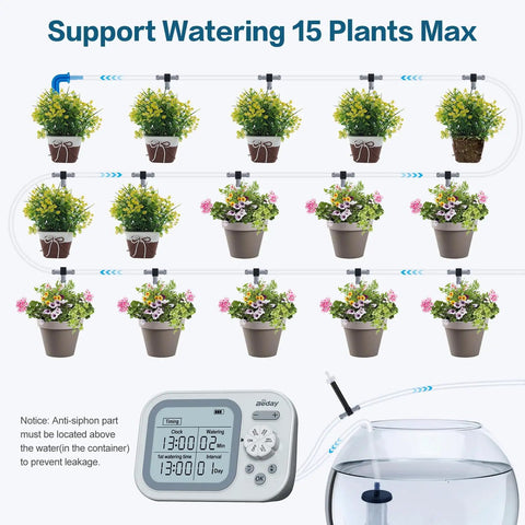 Replacement Accessories Kit For Automatic Plant Waterer For 15 Potted Plants Expandable Auto Drip Irrigation System setup
