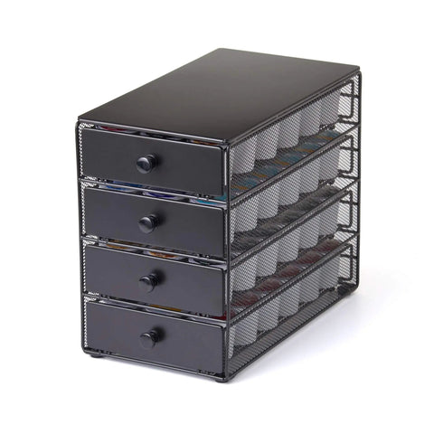 Black Satin 4 Tier Coffee Pod Drawer Organizer Compatible With K Cups Holds Up To 72 Pods on kitchen countertop