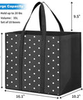 10 Pack Reusable Grocery Bags For Shopping And Picnics With 35L Large Capacity Heavy Duty Waterproof Tote Bags with polka dots.