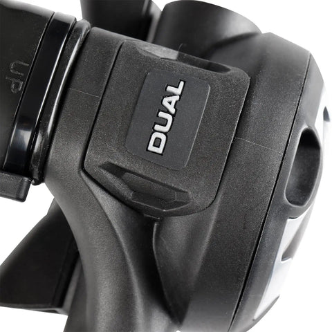 Close-up of Dual 15X Scuba Regulator Set detailing rugged construction with first and second stage for balanced breathing