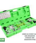 Slide Hammer Puller Set With Dent Puller CV Axle And Bearing Removal Tool Kit in green case, showing attachments and tools