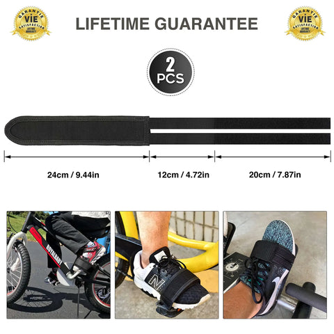 Bike Pedal Straps Set Of 2 Heavy Duty Nylon Footrest Strips Adjustable Biking Accessory For Fixed Gear Road BMX MTB And Stationary Exercise Bike Black