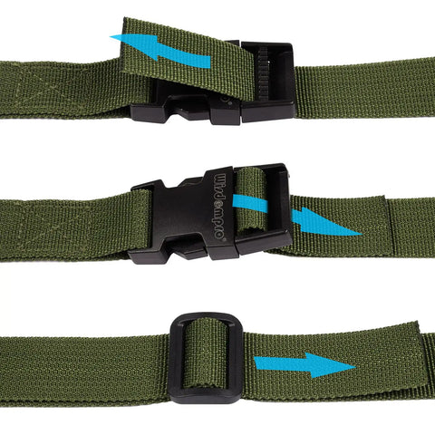 Beefy 2 Pack Luggage Straps With Quick Release Buckles, Heavy Duty 1 Inch Nylon Straps For Backpacking in Army Green