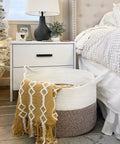 XXL Cotton Rope Blanket Basket With Handles For Living Room Storage 21.7 Inches Square And 13.8 Inches Tall Handwoven beside bed