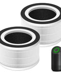 2 Pack H13 Filter For Fillo Halo Mooka Allo Replacement 3 In 1 High Efficiency Filtration For Fillo Air Purifier Compatible With Honati Miroco Vanaheim Saki, showing two cylindrical filters next to a small black air purifier.