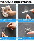 Heavy Duty Adhesive Wall Hooks 12 Pack Clear Rust Resistant Stainless Steel Sticky Hangers With Beefy Load Capacity installation steps