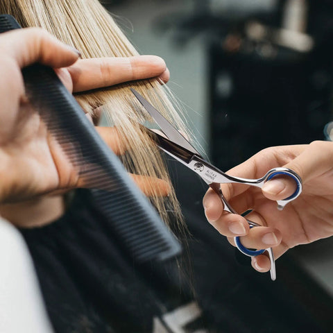 Haircut using Pro Grade Hair Cutting Scissors And Thinning Shears Kit For Barbers Texturizing Razor Edge Japanese Stainless Steel