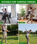 Six Pack Retractable Golf Swing Trainer Set With Click Feedback used in office, home, yard, and golf course settings.