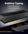 Wireless Tri Mode Inductive Keyboard With Linear Rapid Trigger Switches Gasket Mount Build seven layers of dampening shown in design.