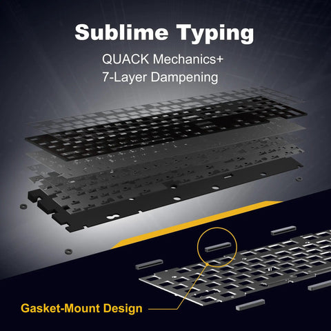 Wireless Tri Mode Inductive Keyboard With Linear Rapid Trigger Switches Gasket Mount Build seven layers of dampening shown in design.