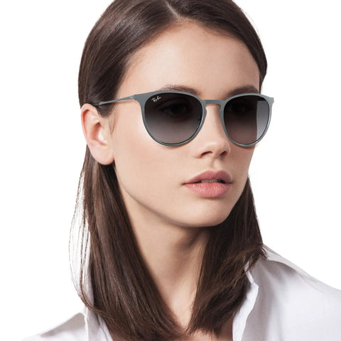 Woman wearing Erika Metal Round Sunglasses Unisex Design For Men And Women, Lightweight Frame With Keyhole Bridge