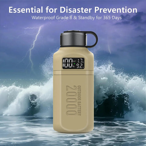 20000mAh Rugged Tough As Nails Power Bank With Fast USB C PD, IP68 Waterproof And Shockproof, Includes 420 Lumen Camping Lantern