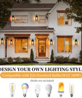 Top Shelves Two Pack Of 17 Inch Exterior Wall Sconces For House Facades showing premium matte black build illuminating a modern home.