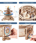 3D Wooden Orrery Solar System Puzzle Kit for Adults, Huge Planet Model With 8 Orbiting Planets, Mechanical Gear Building Toy, Easy Assembly, Epic Gift for Science Lovers and STEM Fans; wood gear close-up