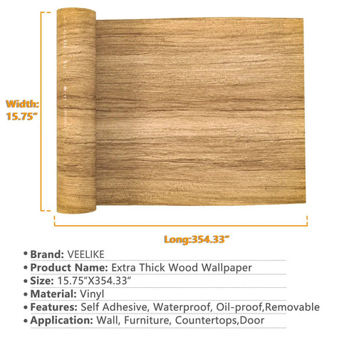 Natural Wood Peel and Stick Wallpaper Self Adhesive Wood Grain Contact Paper 15.7 by 354 Inch Vinyl Roll