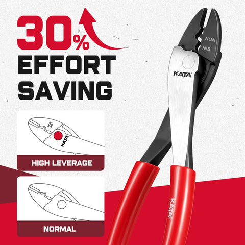 Built Tough Heavy Duty Wire Crimpers And Cutter For 10 To 22 Awg Terminals with high leverage design for less effort.