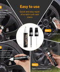 Steps for using Black Rim Touch Up Paint Kit For Wheels 2 In 1 Wheel Paint For Rims Scratch Repair Pen Set Curb Rash Fix