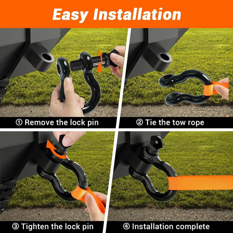 Damn Tough D Ring Shackles 3 4 Inch Beefy Forged Steel Towing Hardware 2 Pack With Safety Pin installation steps