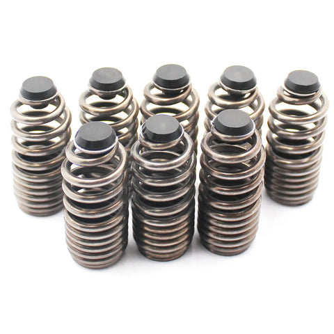 Lost Motion Assembly Replacement For B Series 4 Cylinder Engines Compatible With B16A B17A B18C B16A2 B16A3 B17A1 B18C1 B18C5 Type R GSR Pack Of 8 No Mod Needed Direct Fit To Original Factory Specs For Easy Installation And Extended Travel. eight spring assemblies on white background