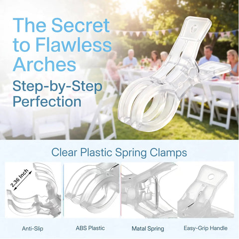 Obear 109 Pc Invisible Clear Matte Balloon Arch Kit With Heavy Duty Clamps For Wedding Birthday Decor Backdrop Party Supplies Not Included clear plastic spring clamp